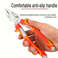 Jeu de pinces coupantes diagonales à bec long avec verrouillage par combinaison, outils à main durables avec poignées tricolores, pinces d'électricien