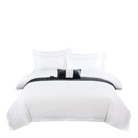 Parure de lit trois pièces en acrylique pour maison d'hôtes, draps blancs, housse de couette, qualité hôtelière, tricotée teinte réactif