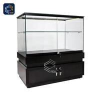 Vitrine d'affichage au détail Vitrine en verre Base noire Vitrine en verre verrouillable avec éclairage LED