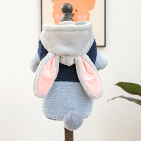 Vêtement d'hiver pour chien, design lapin de dessin animé, veste à capuche épaisse et chaude pour chien, vêtements pour animaux de compagnie de haute qualité