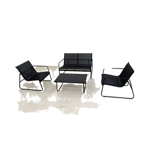 Kd Hiện Đại 4Pcs Ngoài Trời Patio Đồ Nội Thất Thiết Lập Vườn Sling Cà Phê Sofa Với Kim Loại Bảng Cho Ăn Uống Công Viên Hội Trường Hội Thảo - Product Image 5