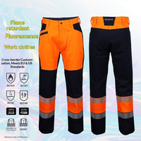 Ensemble de vêtements de travail haute visibilité unisexe, imperméable, en coton, grande taille, veste et pantalon réfléchissants, vêtements de travail pour chantier, vente en gros