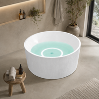 Baignoire autoportante circulaire à LED lumineuse pour projet de spa de villa, vente en gros directe usine, acrylique côtelé cannelé OEM ODM