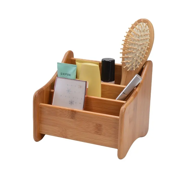 صندوق خشبي بسعر رخيص صندوق مكياج للسيدات بتصميم سرير من خشب الخيزران مقطوع بالليزر
