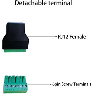 Connecteur RJ12 femelle <span class=keywords><strong>vers</strong></span> bornier à vis 6 broches, adaptateur Ethernet RJ12 6P6C pour câble téléphonique audio - Product Image 4