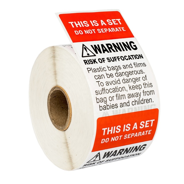 Personalized Warning Stickers Suffocation Warning Label Bag Packaing Sticker Custom Label Sticker Paper Label Custom Print Label