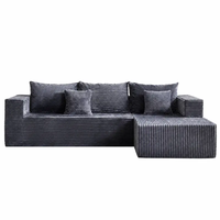 Ensemble de canapés modulaires sectionnels en tissu compressé en forme de L, sans structure, pour salon d'appartement, vente en gros, stock domestique Chine