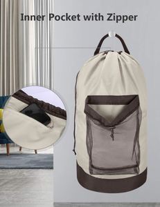 Extra Heavy-Duty Backpack <b>Laundry</b> <b>Bag</b> Large <b>Drawstring</b> <b>Bag</b> with Mesh Pocket Washable <b>Laundry</b> Backpack - Product Image 4