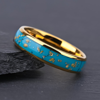 Lire pour expédier des anneaux remplis d'or de tungstène pour les femmes 6mm incrustation de turquoise naturelle bijoux pour les femmes or 18k Top 2025 anneaux