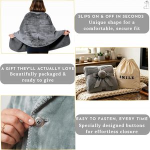 <span class=keywords><strong>Poncho</strong></span>-couverture double couche de qualité supérieure sans manches, facile à mettre et à enlever – Prêt à porter – 2 poches – Cadeaux pour femmes - Product Image 2