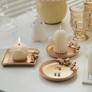 scented candle tray base desktop creative storage tray ornaments luxury retro bow candlestick tray