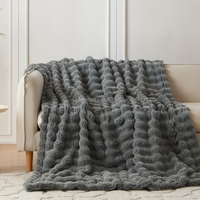 Couverture polaire ultra douce et moelleuse en microfibre épaisse à bulles, idéale pour l'hiver