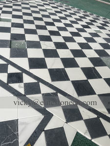 Mosaico de Mármol Blanco Carrara y Negro, Diseño de Tablero de <span class=keywords><strong>Ajedrez</strong></span> 3x3, Pulido - Categoría de Producto: Mosaicos - Product Image 4