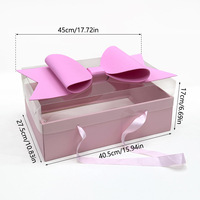 Boîte cadeau transparente en PVC avec poignée en ruban, vente en gros, emballage floral, boîte pour mariage, anniversaire, logo personnalisé