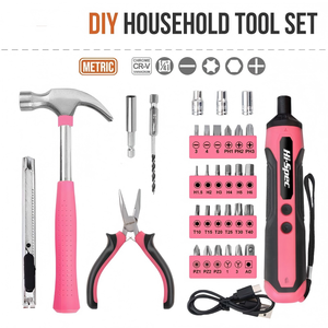 34pc 3.6V Pink LED Light Cordless Electric Screwdriver <b>Set</b> Home Power <b>Tool</b> Kit with Hard Case Screwdriver Household <b>Tool</b> <b>Set</b> - Product Image 1