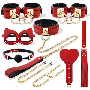 Traje de Bondage BDSM de Cuero Genuino, Juguetes Sexuales para Parejas, Esposas para Juegos de <span class=keywords><strong>Dominación</strong></span> Masculina - Product Image 1