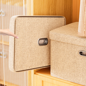 Clothing Organizer <b>Storage</b> <b>Box</b> Rectangle Foldable With Lid For Wardrobe Off White Large Capacity - Product Image 4
