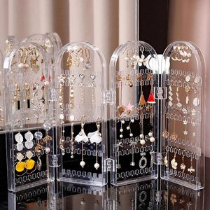 Présentoir à bijoux pliable à 4 portes, 240 trous, fait main, en plastique moderne blanc/noir/transparent, pour boucles d'oreilles et clous d'oreilles, étui de rangement de voyage - Product Image 4