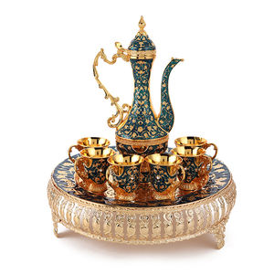 Décoration de <span class=keywords><strong>restaurant</strong></span> à domicile, style européen, vaisselle turque en métal, théière et tasse à thé de luxe en argent et or - Product Image 3