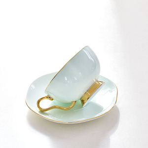 Classic Ceramic <b>Coffee</b> Cup <b>Set</b> Deluxe Eco Friendly Espresso and Tea Cups Saucer Tray - Product Image 6