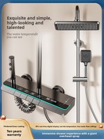 Ensemble de douche carré en cuivre véritable, localisé, pour usage domestique, avec contrôle de température constante, affichage numérique et éclairage d'ambiance