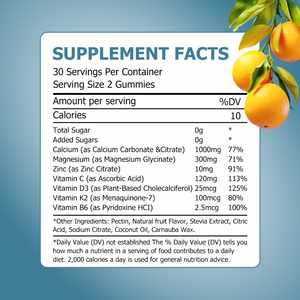 Gummies de calcium, magnésium et zinc en gros pour usines – Vitamines C, D3, K2, B6 – Améliore l'absorption du calcium, soutient l'énergie, renforce l'immunité - Product Image 2