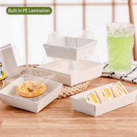 Boîtes alimentaires jetables en papier kraft écologiques de haute qualité, carrées et blanches, pour emporter, sandwichs, pâtisseries