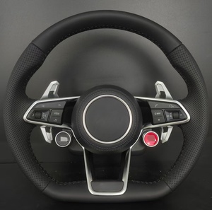 Levier de vitesses en cuir perforé et rouge pour volant sport <span class=keywords><strong>Audi</strong></span> A3 A4 A5 A6 A7 A8 Q3 <span class=keywords><strong>Q5</strong></span> Q7 R8 <span class=keywords><strong>S</strong></span>/RS <span class=keywords><strong>Line</strong></span> - Product Image 1