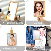 Miroir de courtoisie pliant en bambou naturel portable petit miroir de maquillage de bureau avec support de poche bon miroir cosmétique