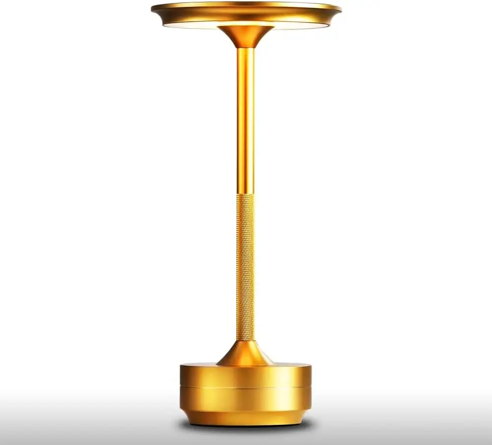 ゴールドLEDポータブル3レベル明るさ充電式タッチベッドサイドテーブルランプ