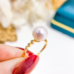 Anillo de Plata de Ley S925 WENCHI para Mujer, Estilo Bonito con Cuentas Redondas de 9-11 mm, Base Vacía para Cuentas, Anillos de Moda, Modelo 11911 - Product Image 1