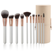 EMF Rose Professional – Ensemble de 11 pinceaux de maquillage pour le visage en poils synthétiques de haute qualité pour femmes, avec logo personnalisé, pinceau pour les yeux, éventail et anticernes