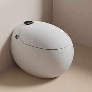 WC intelligent monobloc moderne blanc avec chasse automatique, double chasse P-Trap/S-Trap, fixation au sol, télécommande et séchage à air chaud - Product Image 3