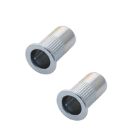 Rivet à tête plate moletée en acier au carbone noir OEM M4, insert fileté pour panneau en tôle