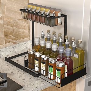Support de rangement pour la cuisine Organisateurs d'armoires de cuisine en métal à 2 niveaux pour la salle de bain Organisateur <span class=keywords><strong>sous</strong></span> l'évier - Product Image 4