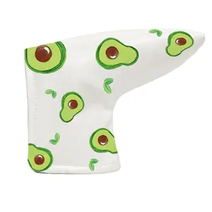 Premium White Leather Blade Putter Cover Magnetic close ricamo Cute Avocado Protective Putter Head Covers