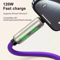 Indicador de luz de respiración LED Cable de carga de teléfono móvil 4 en 1 Cable de carga rápida de material de silicona suave adecuado para USB