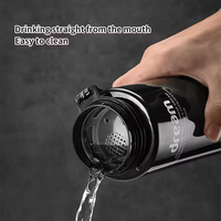 Meilleures Ventes Bouteille d'Eau en Plastique PET Sans BPA 32 oz 1 L, Haute Capacité, pour Sport en Plein Air avec Marqueur de Temps et Corde