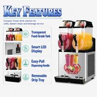 Mesin Slush Otomatis 12L X 2 dengan Layar LED Pintar dan Gagang Mudah Ditarik Pembuat Koktail Beku 24L untuk Bar dan Toko