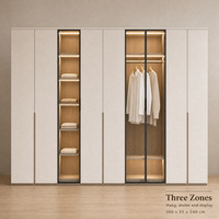 Armoire de chambre haute en MDF Chêne Glamour, double porte, gain de place, faible teneur en formaldéhyde E0, autoportante, prix usine, OEM, écologique