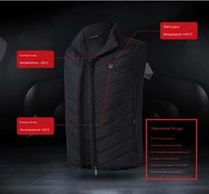 سترة رجالي كلاسيكية ساخنة بوليستر مبطنة 3 مستويات درجة حرارة الجسم ساخنة سترة ببطارية ساخنة - Product Image 5