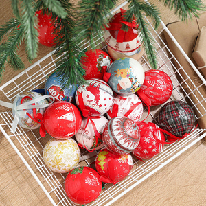 Boule de Noël ronde en plastique avec poignée, motif Père Noël et rennes, décoration de Noël - Product Image 6