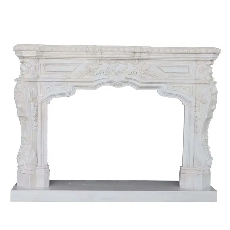 白い暖炉石パネルスレート石暖炉装飾白い大理石の暖炉ストーブサラウンド