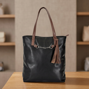 Bolso de Mano de Cuero Genuino Estilo Bohemio con Borlas, Calidad Premium con Cierre de Cremallera, Proveedor Indio Saman Exports - Product Image 2