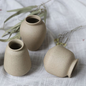 रेट्रो मिट्टी के बर्तनों फैक्टरी थोक unburnt मिनी पत्थर के पात्र छोटे फूलदान मिट्टी मूल रंग आईएनएस हवा-सूखे फूल टेबल प्रस्तुत - Product Image 2