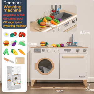 Jouets de cuisine en bois, vente promotionnelle, <span class=keywords><strong>Machine</strong></span> à <span class=keywords><strong>laver</strong></span>, jouet pour enfants, armoire de cuisine, jouets de cuisine pour enfants - Product Image 2