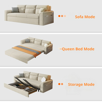 Canapé-lit convertible moderne avec haut-parleur Bluetooth intégré, rangements latéraux, couchage extensible, pour salon et hôtel