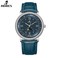 Montres poignet à quartz Moonwatch avec logo personnalisé Source Factory Phase de lune Montres-bracelets d'affaires Quartz résistant à l'eau Dos en acier inoxydable 3 bars