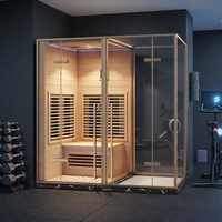 Ruang Sauna Dalam Ruangan Berbahan Hemlock Cocok untuk Gym Spa Relaksasi Sauna Inframerah Mini Portabel Kayu Solid Dengan Pemanas Karbon