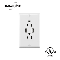   Prise murale double avec port USB, 15 ampères, 125 V, type A, 2 prises